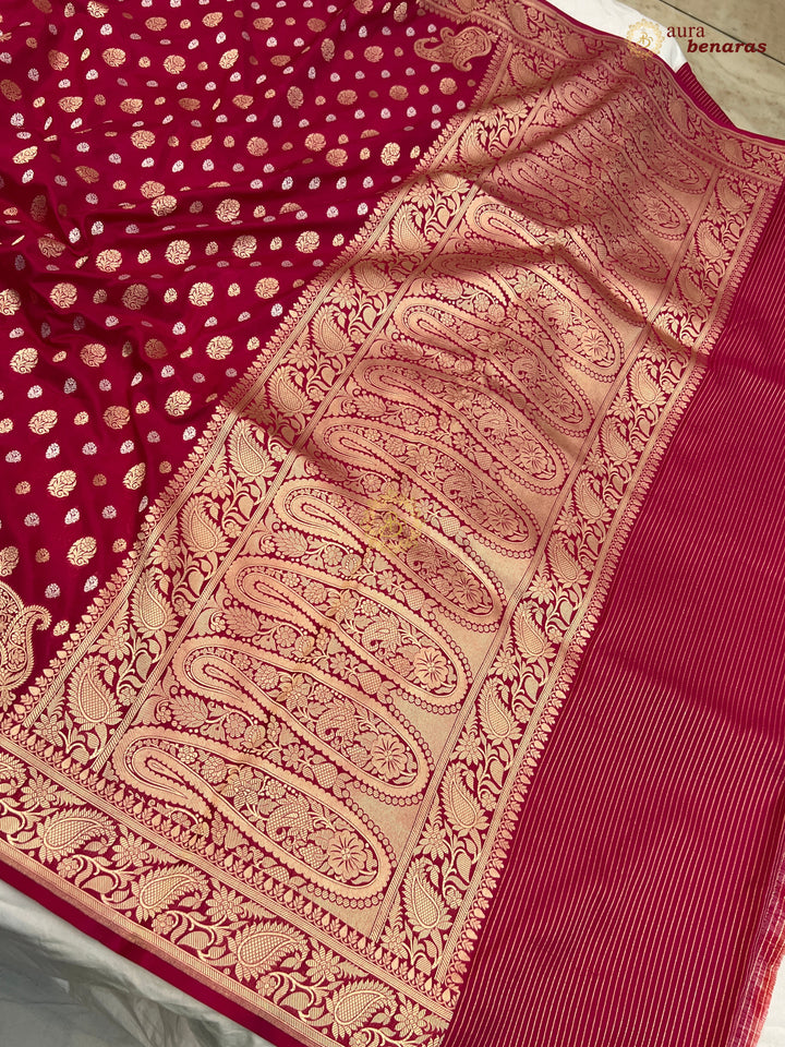 Rani Pink Pure Banarasi Handloom Katan Silk Saree - Aura Benaras