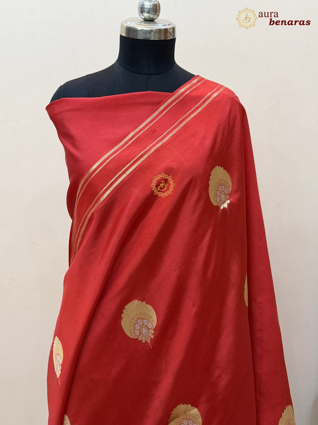 Red Pure Banarasi Handloom Silk Saree - Aura Benaras