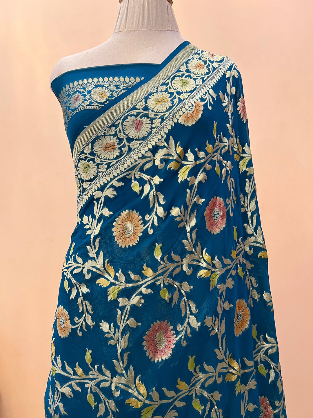 Rama Blue Rangkaat Banarasi Khaddi Georgette Saree