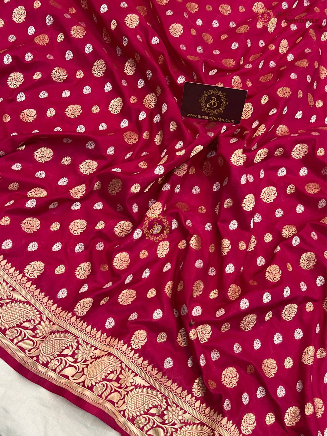 Rani Pink Pure Banarasi Handloom Katan Silk Saree - Aura Benaras