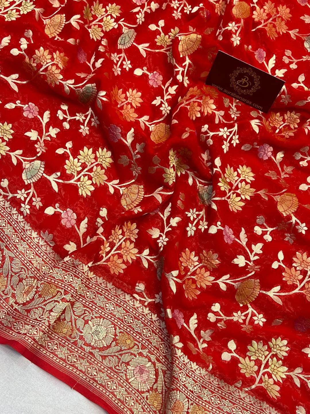 Red Rangkaat Banarasi Khaddi Georgette Saree