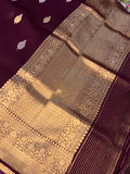 Garnet Banarasi Handloom Kora Silk Saree - Aura Benaras