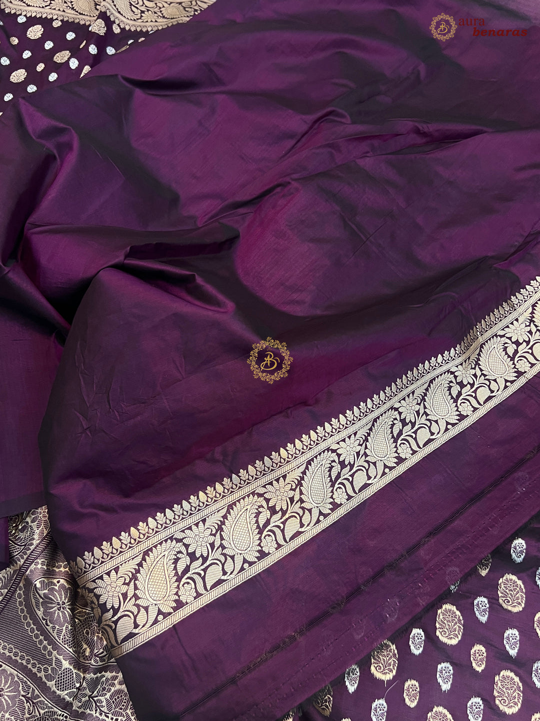 Wine Pure Banarasi Handloom Katan Silk Saree - Aura Benaras