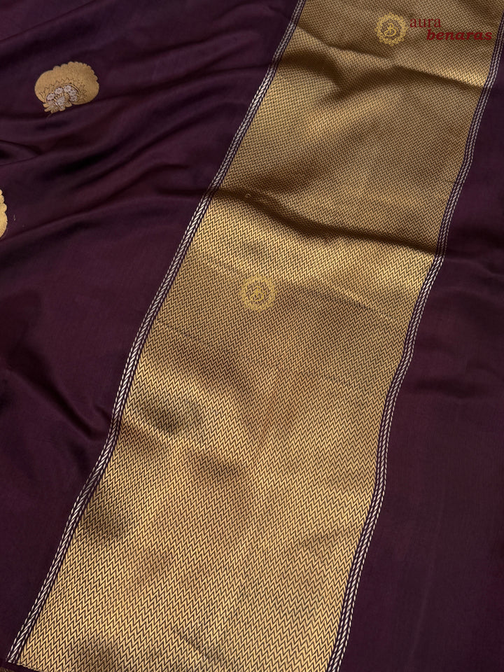 Wine Pure Banarasi Handloom Silk Saree - Aura Benaras