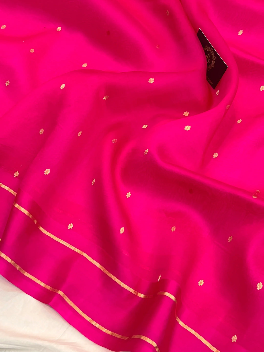 Rani Pink Pure Banarasi Handloom Kora Silk Saree