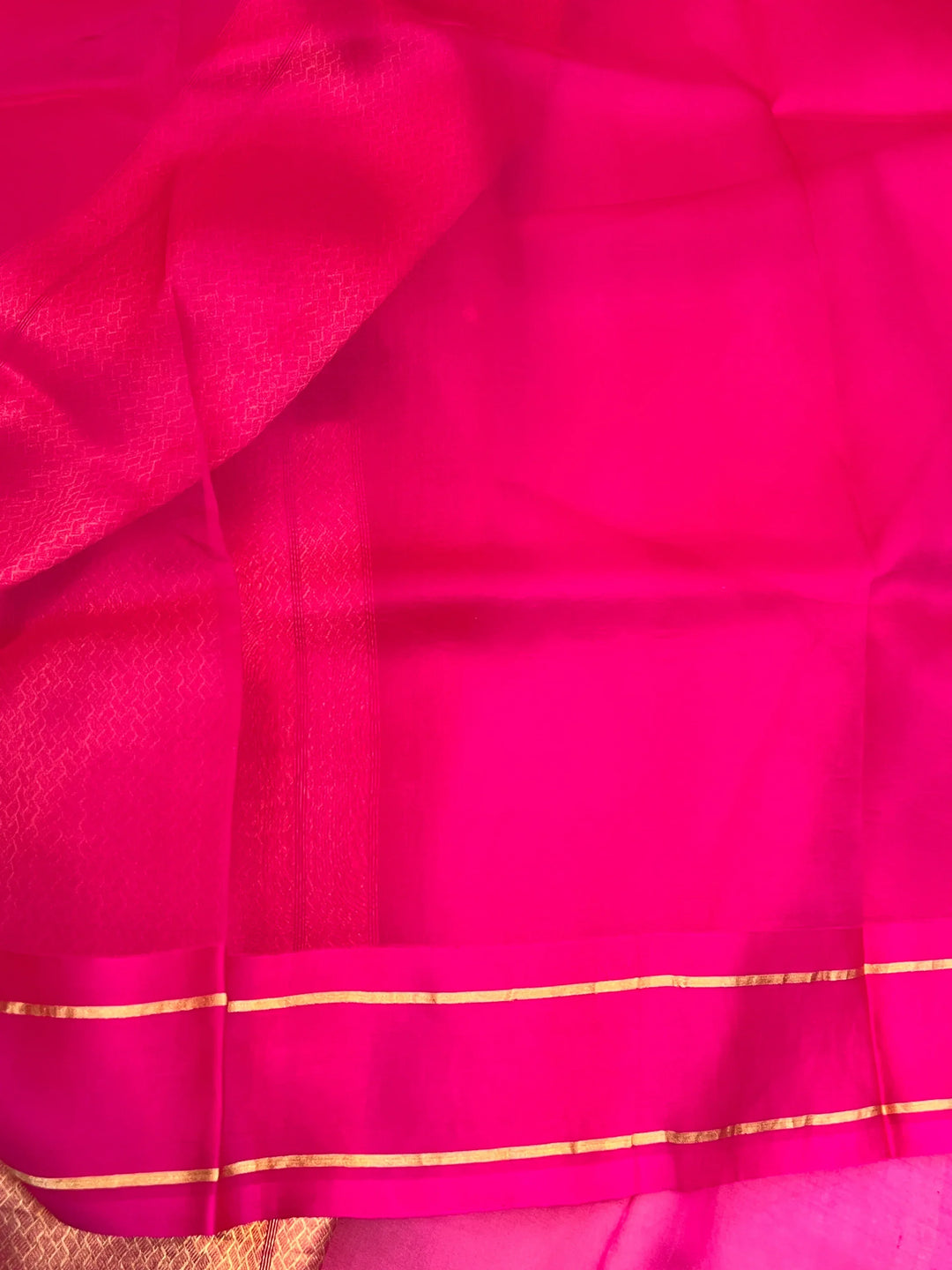 Rani Pink Pure Banarasi Handloom Kora Silk Saree
