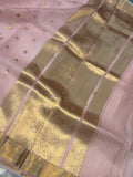 Pani Pink Banarasi Handloom Kora Silk Saree - Aura Benaras