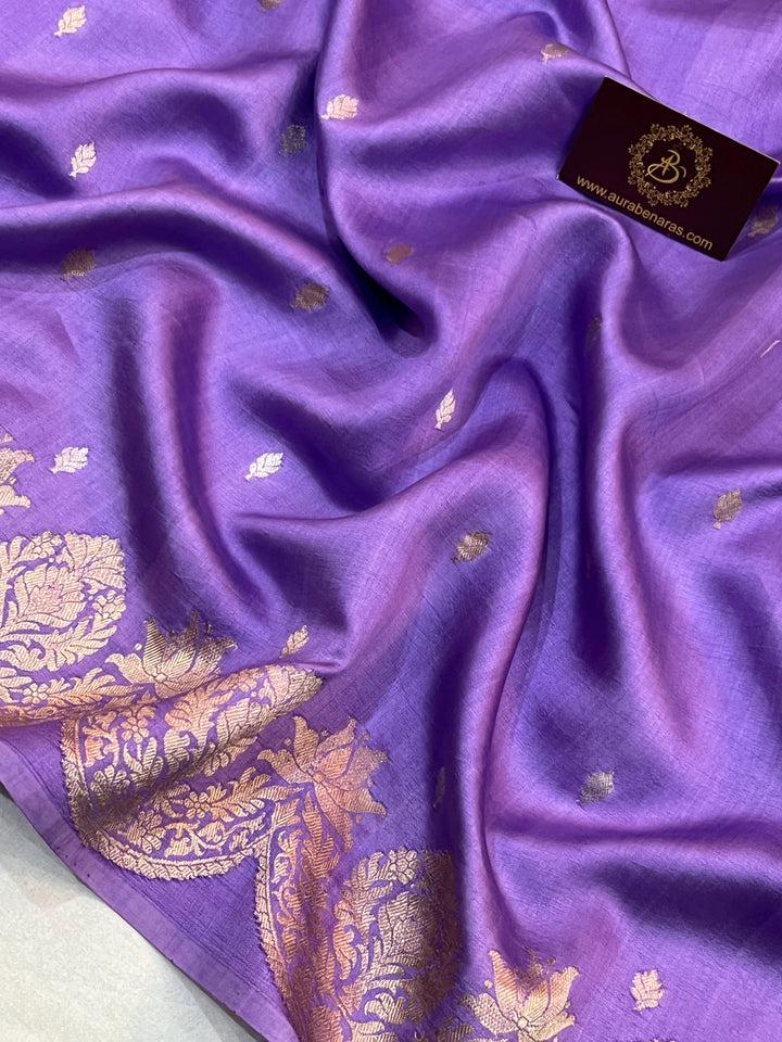 Lavender Pure Silk Handloom Banarasi Saree