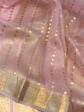 Pani Pink Banarasi Handloom Kora Silk Saree - Aura Benaras