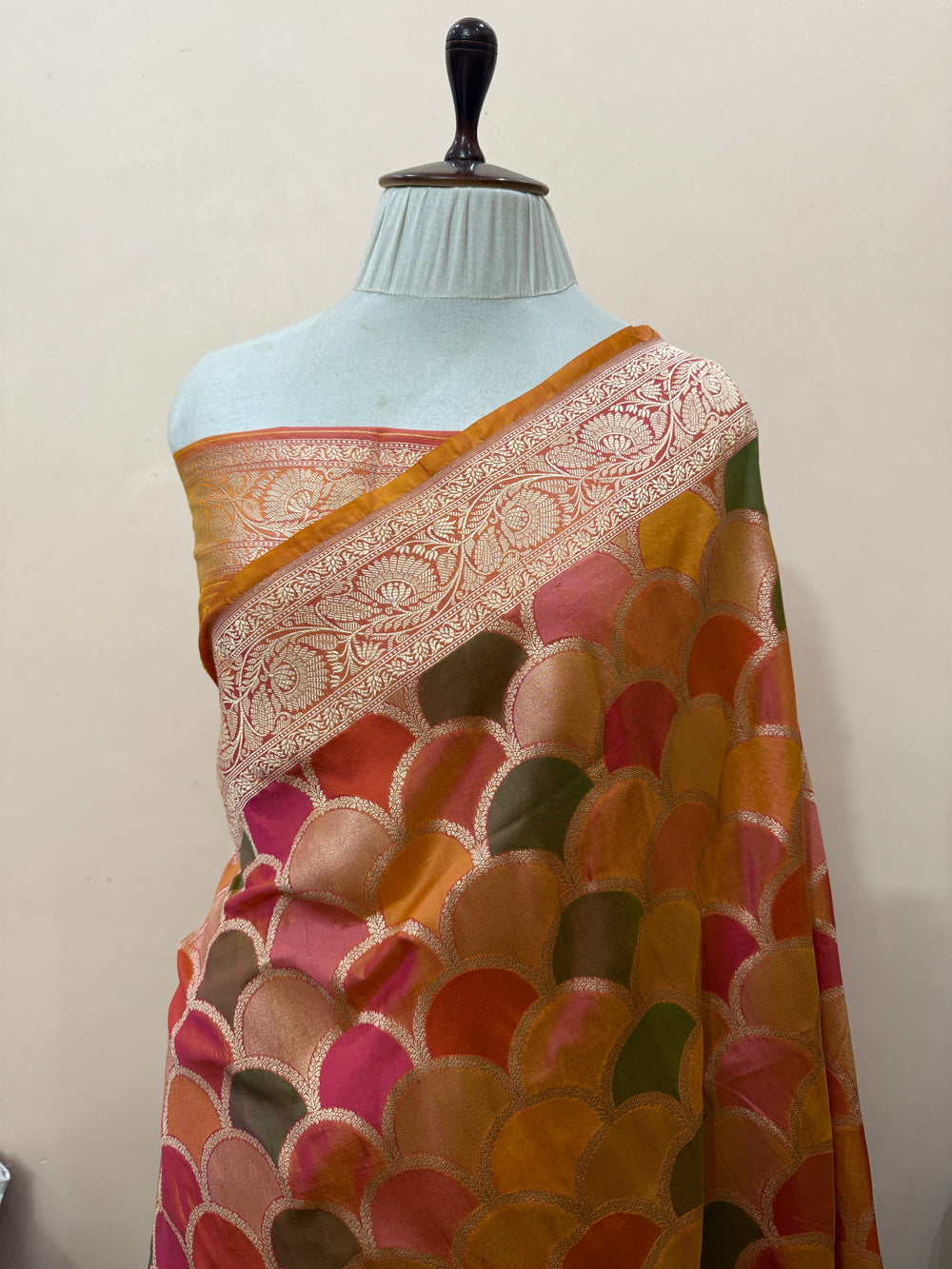 Orange Rangkaat Pure Katan Silk Banarasi Handloom Saree