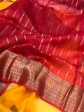 Yellow Banarasi Handloom Kora Silk Saree - Aura Benaras