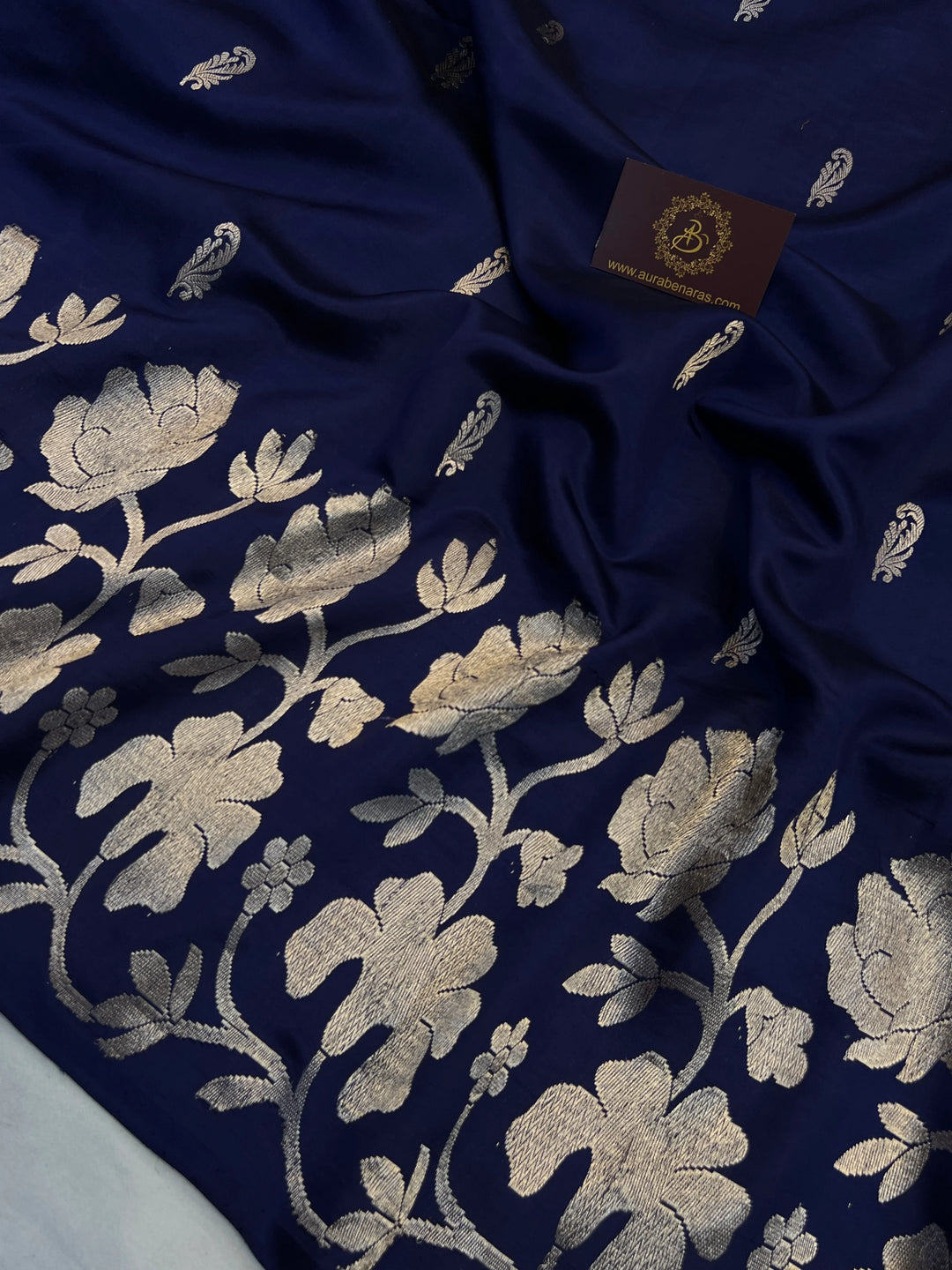 Navy Blue Pure Silk Handloom Banarasi Saree