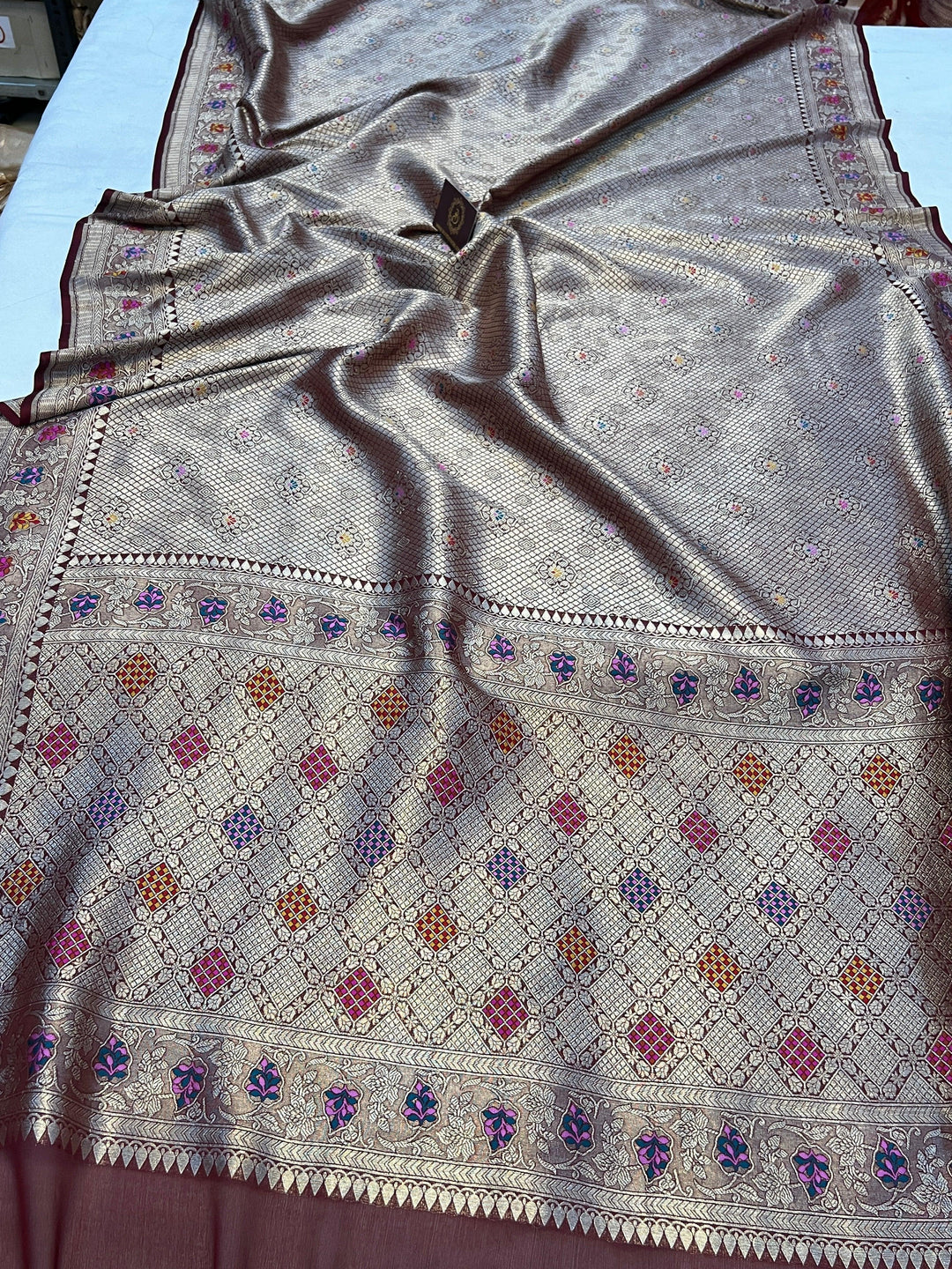 Brown Pure Banarasi Handloom Khaddi Georgette Saree