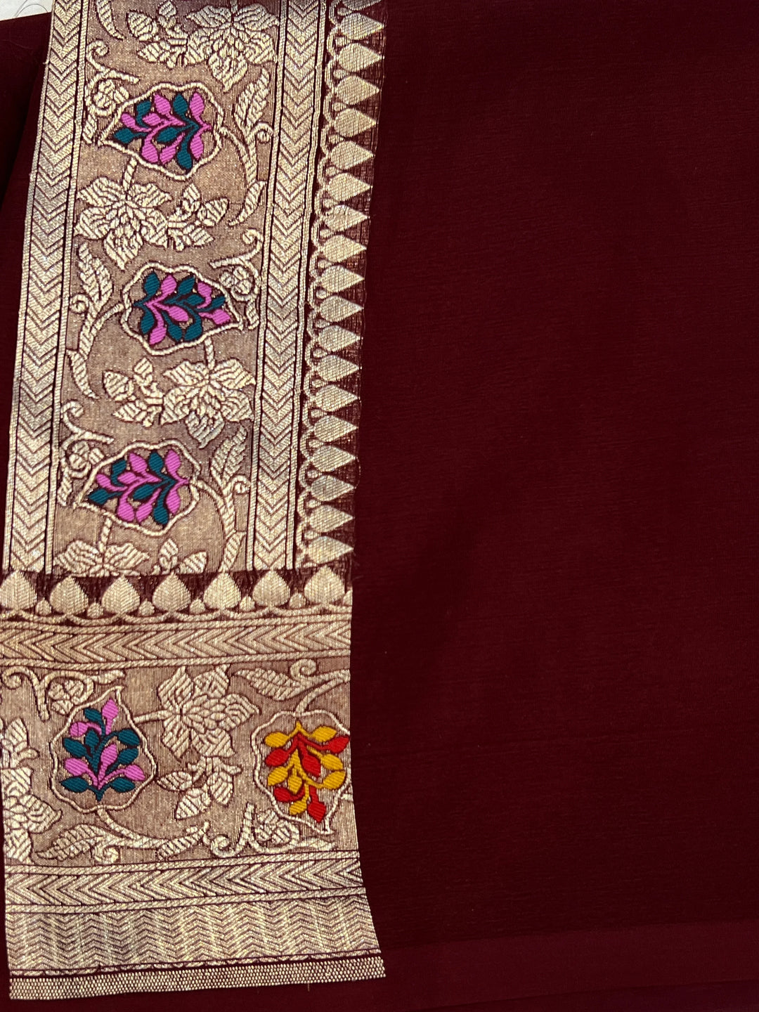 Brown Pure Banarasi Handloom Khaddi Georgette Saree