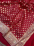 Red Banarasi Handloom Satin Silk saree - Aura Benaras