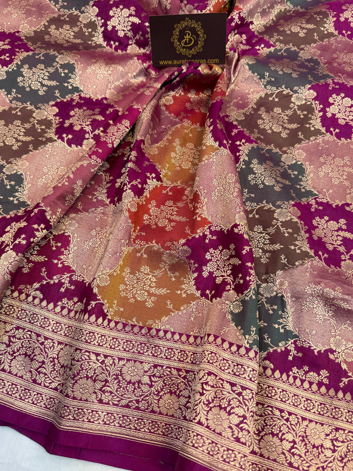 Purple Rangkaat Pure Katan Silk Banarasi Handloom Saree