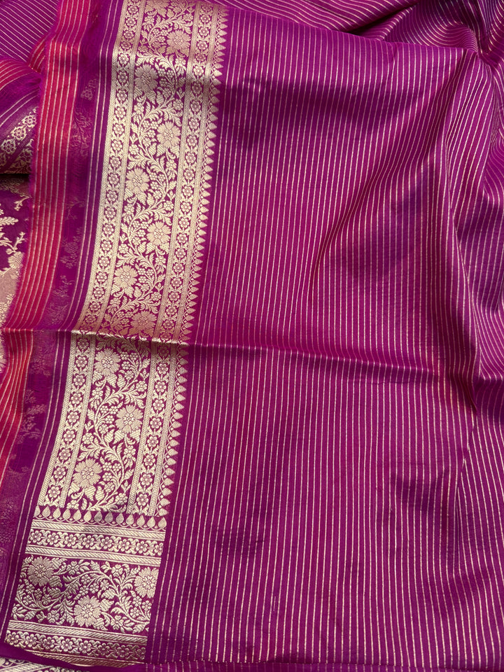 Purple Rangkaat Pure Katan Silk Banarasi Handloom Saree