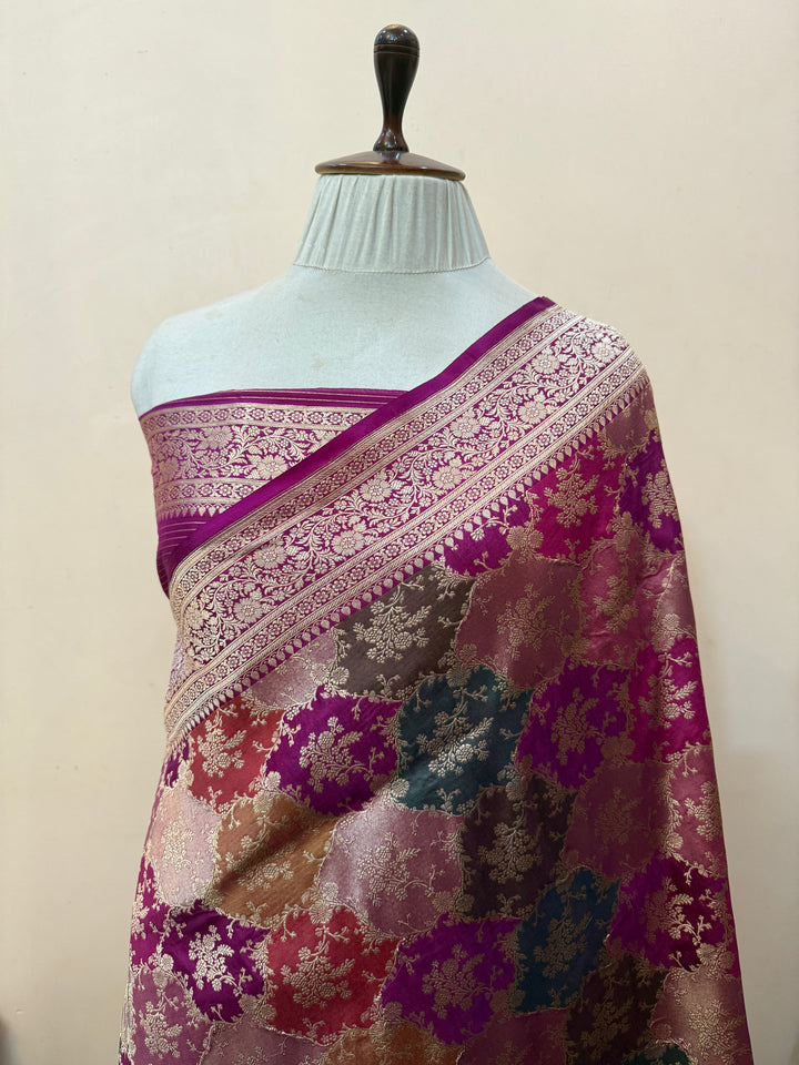 Purple Rangkaat Pure Katan Silk Banarasi Handloom Saree