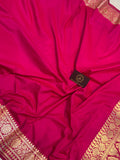 Rani Pink Banarasi Handloom Satin Silk saree - Aura Benaras