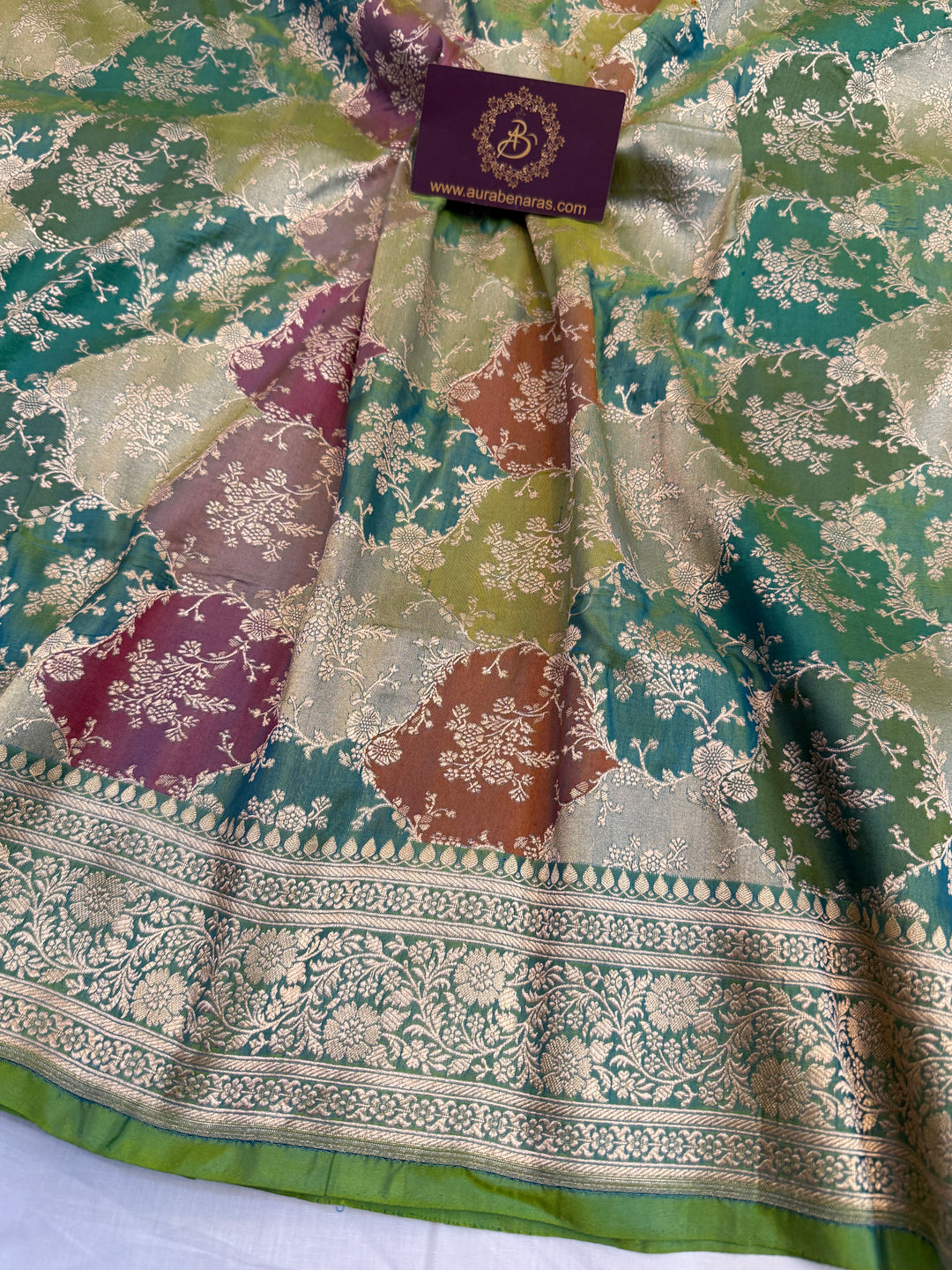 Sea Green Rangkaat Pure Katan Silk Banarasi Handloom Saree