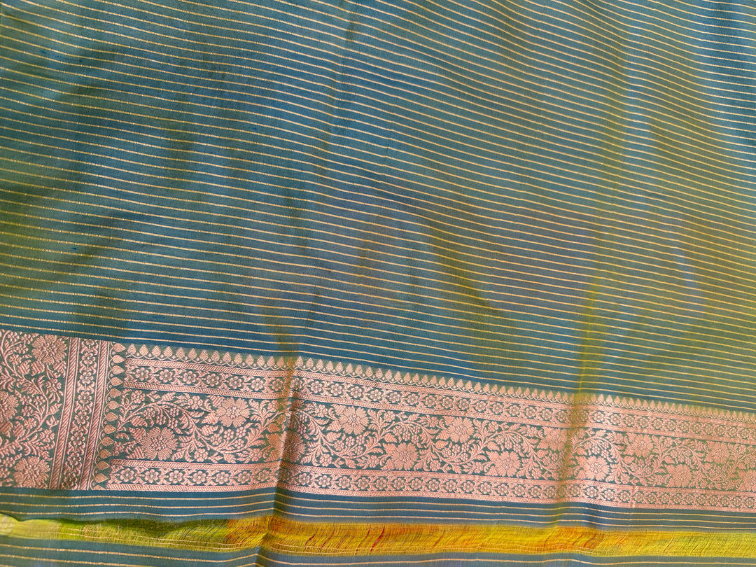 Sea Green Rangkaat Pure Katan Silk Banarasi Handloom Saree