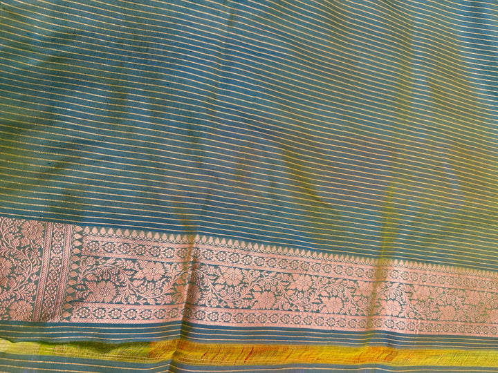 Sea Green Rangkaat Pure Katan Silk Banarasi Handloom Saree