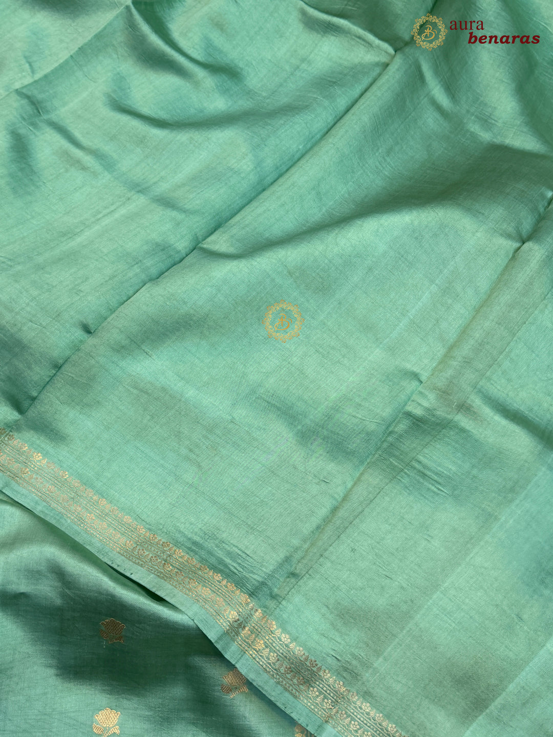 Greyish Green Banarasi Silk Saree with Kadhwa Floral Zari Buta
