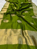 Mehendi Green Pure Banarasi Handloom Silk Saree - Aura Benaras