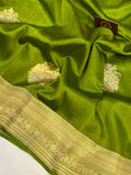 Mehendi Green Pure Banarasi Handloom Silk Saree - Aura Benaras