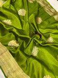 Mehendi Green Pure Banarasi Handloom Silk Saree - Aura Benaras