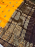 Yellow Banarasi Handloom Kora Silk Saree - Aura Benaras