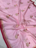 Baby Pink Pure Banarasi Handloom Silk Saree - Aura Benaras