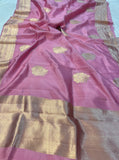 Pink Pure Banarasi Handloom Silk Saree - Aura Benaras