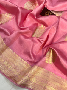 Pink Pure Banarasi Handloom Silk Saree - Aura Benaras