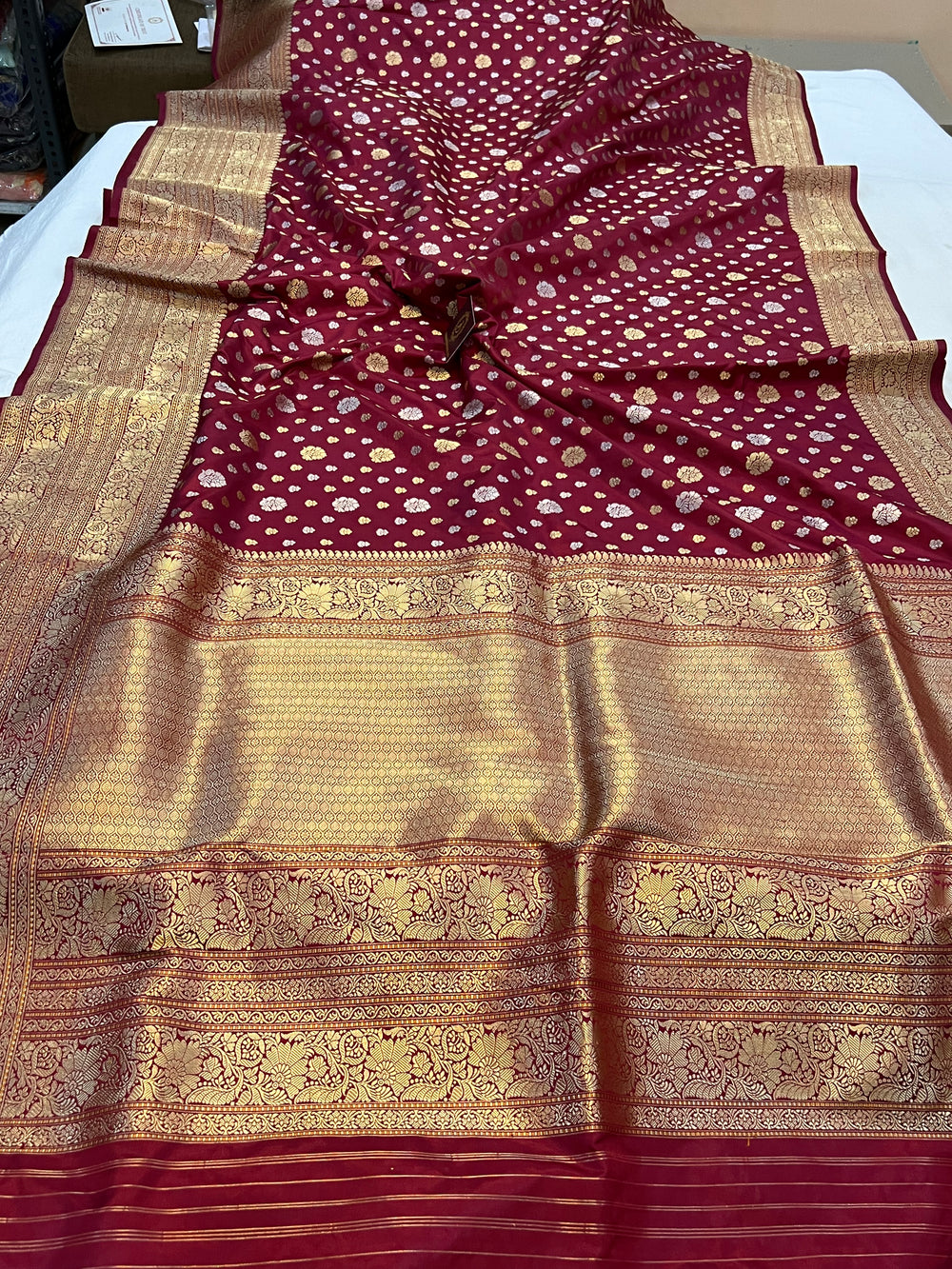 Maroon Pure Banarasi Handloom Katan Silk Saree - Aura Benaras