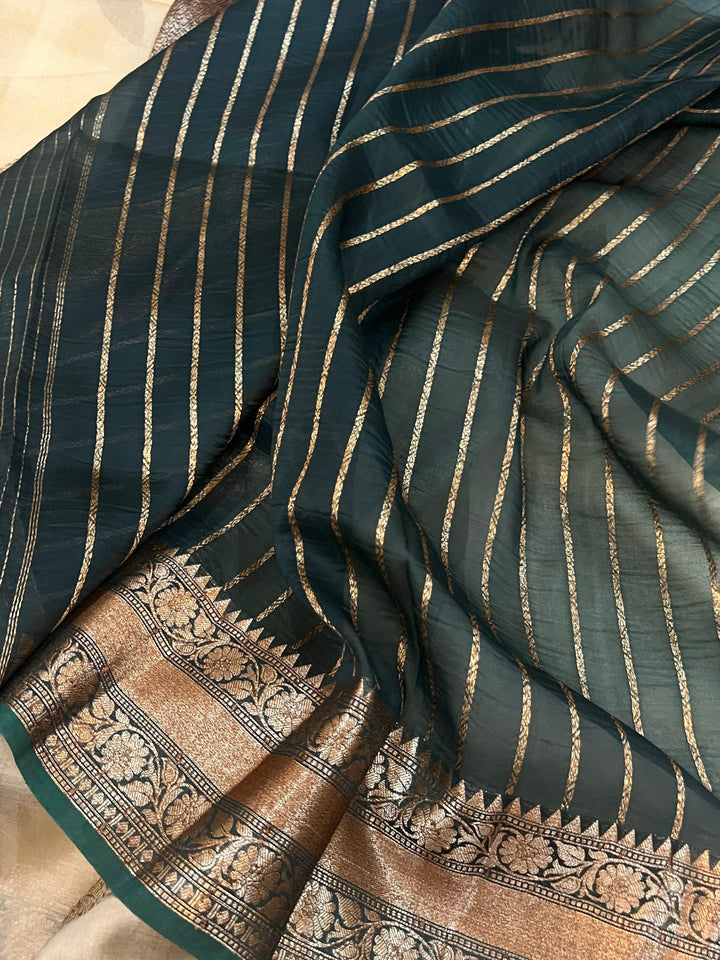 Beige Banarasi Handloom Kora Silk Saree - Aura Benaras