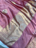 Onion Pure Banarasi Handloom Silk Saree - Aura Benaras