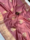 Onion Pure Banarasi Handloom Silk Saree - Aura Benaras