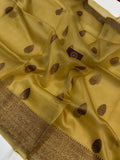 Khaki color Banarasi Handloom Kora Silk Saree