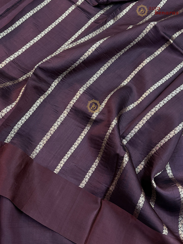 Brown Pure Silk Banarasi Saree – Kadhwa Motifs & Mashru Border