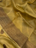 Khaki color Banarasi Handloom Kora Silk Saree