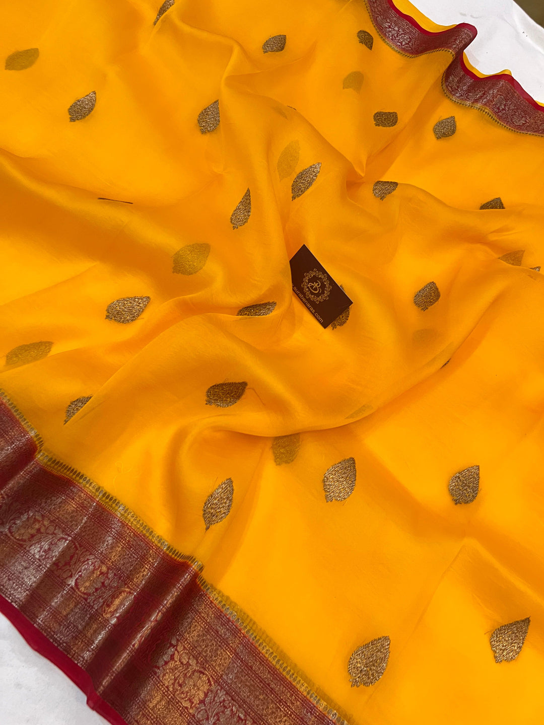 Yellow Banarasi Handloom Kora Silk Saree - Aura Benaras