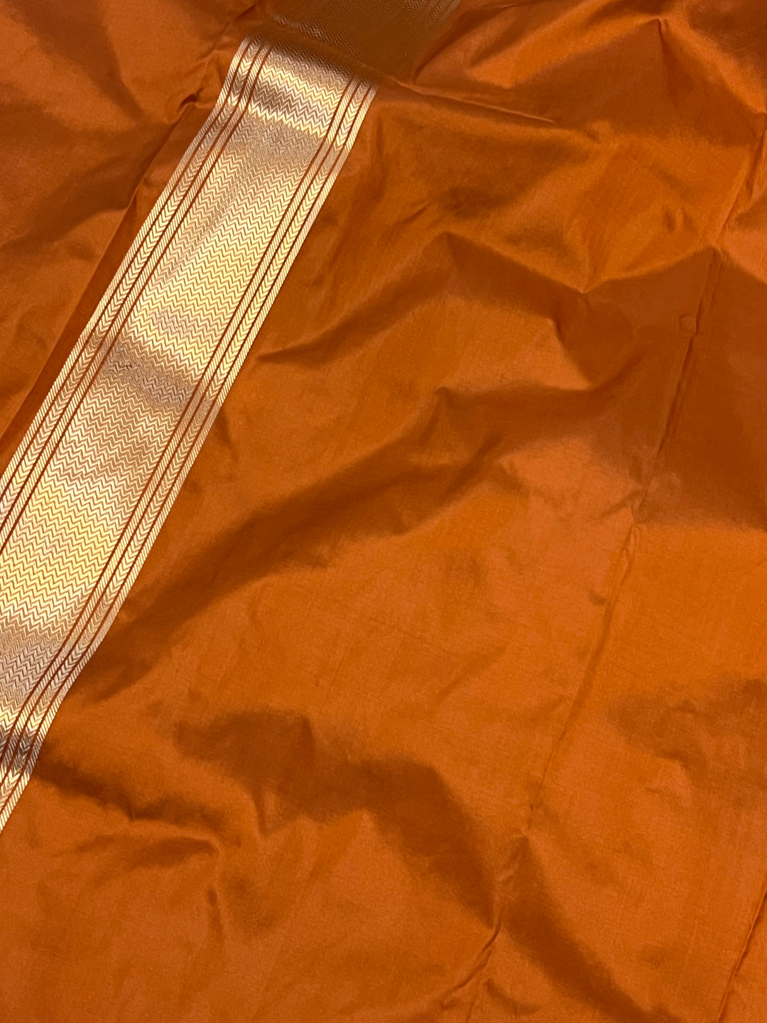 Buy Rust Orange Banarasi Handloom Katan Silk Saree | Aura Benaras