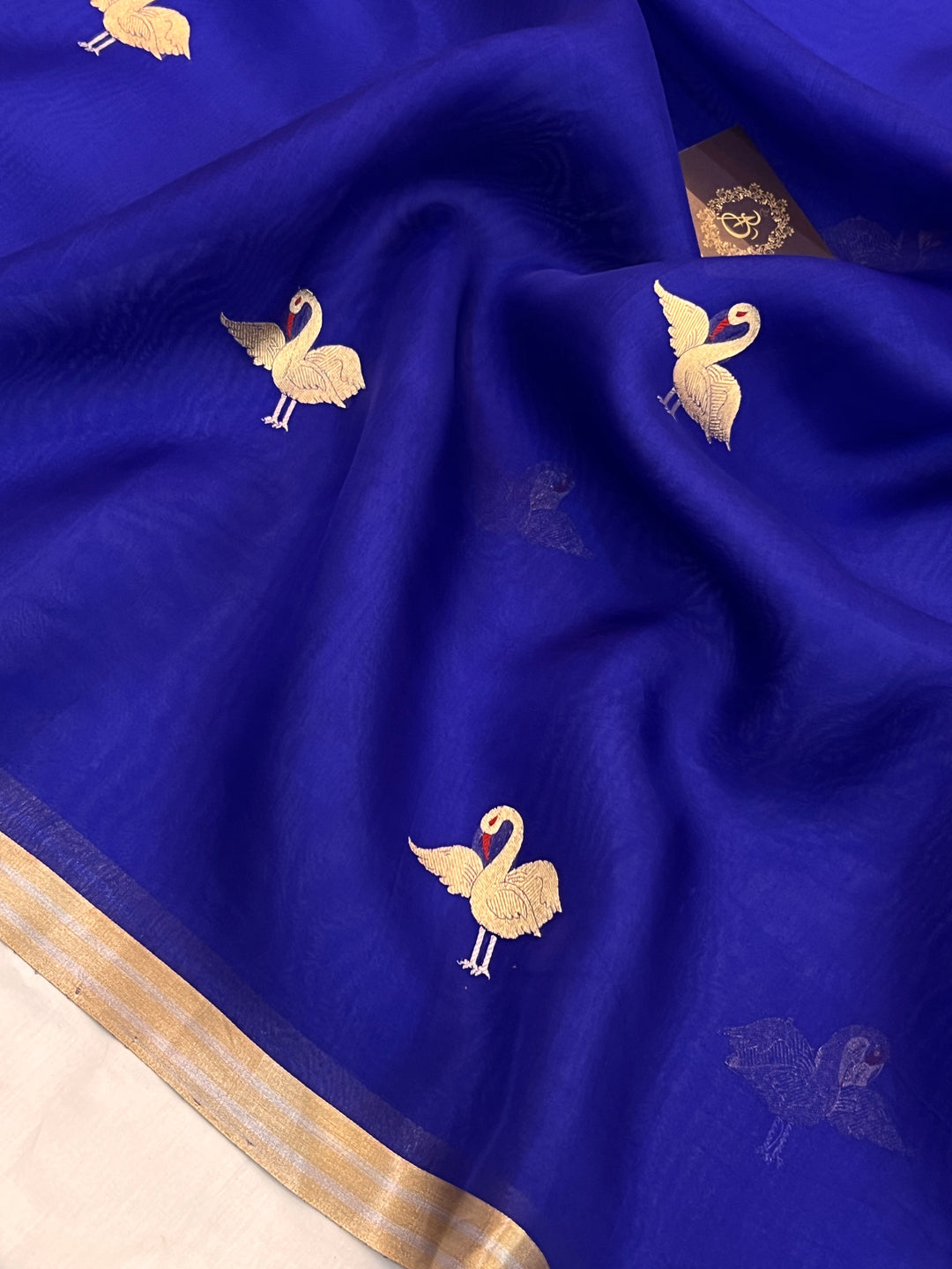 Royal Blue Pure Kora Silk Handloom Banarasi Saree