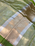 Pista Green Banarasi Handloom Organza Tissue Silk Saree - Aura Benaras