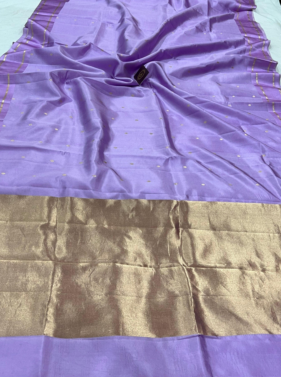 Lavender Pure Banarasi Handloom Silk Saree - Aura Benaras