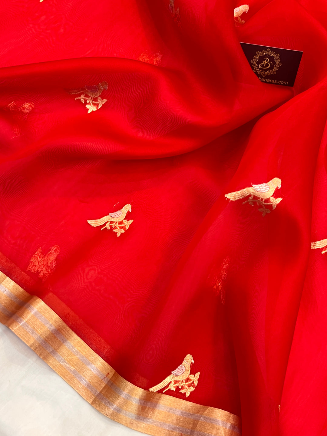 Red Pure Kora Silk Handloom Banarasi Saree