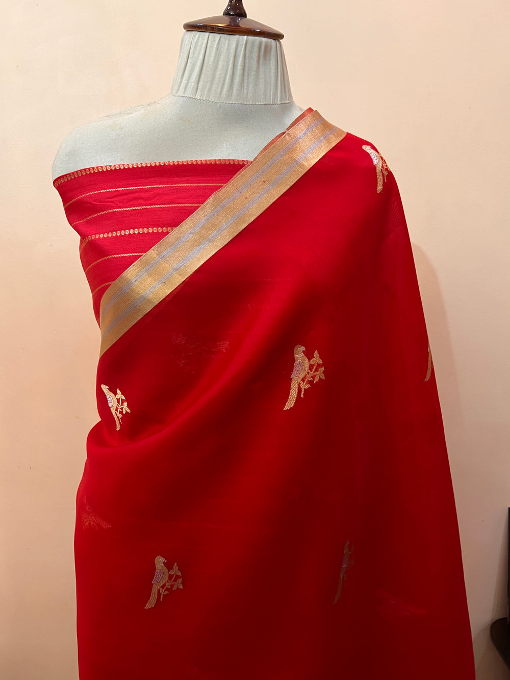 Red Pure Kora Silk Handloom Banarasi Saree