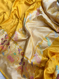 Yellow Pure Banarasi Handloom Katan Silk Saree - Aura Benaras