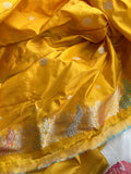 Yellow Pure Banarasi Handloom Katan Silk Saree - Aura Benaras